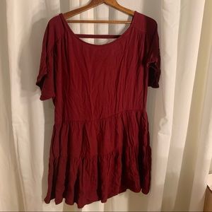 Bohemian Style Burgundy Dress